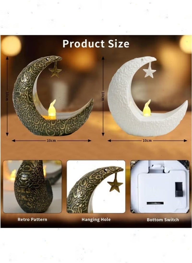 Ramadan Lights, 4-Pack LED Candle Light, Moon-Shaped with Built-in Battery, Ready-to-Use Tabletop Decor for Ramadan Decorations - Image 2